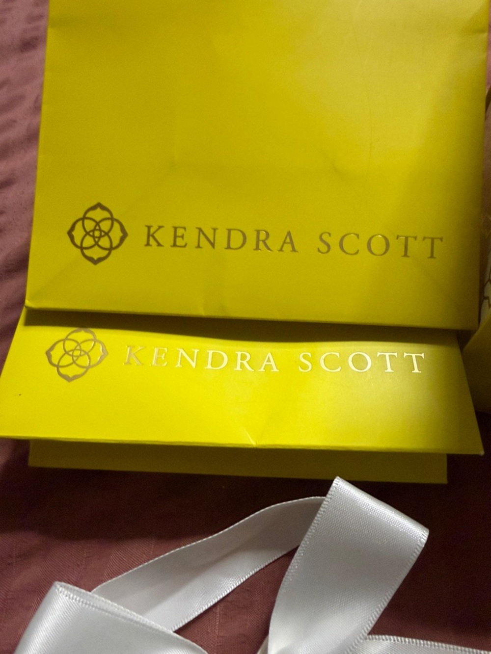 Kendra Scott Bright Yellow Jewelry Boxes with White Ribbons and Gift Bags - Picture 11 of 14